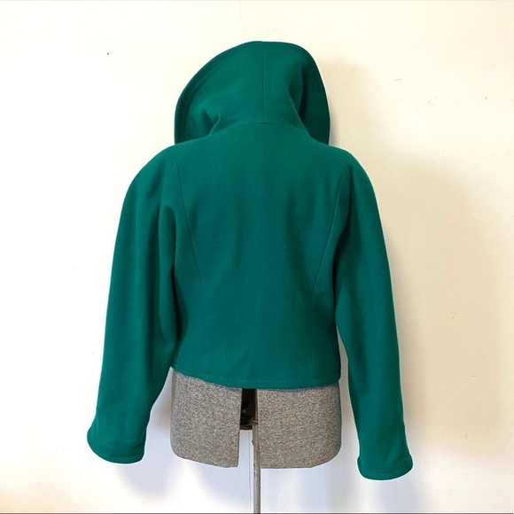 Vintage Wool Coat Emerald Green Jacket Shawl Collar Avantgarde Womens Medium - Picture 7 of 12